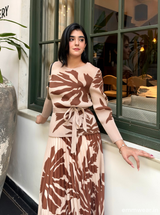 Mocha Bloom Skirt Set