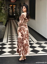 Mocha Bloom Skirt Set