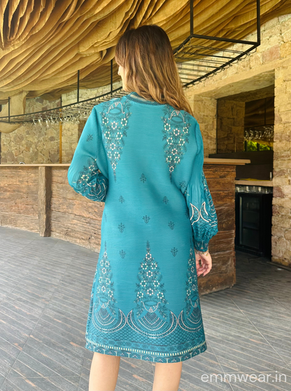 Teal Flora Dress