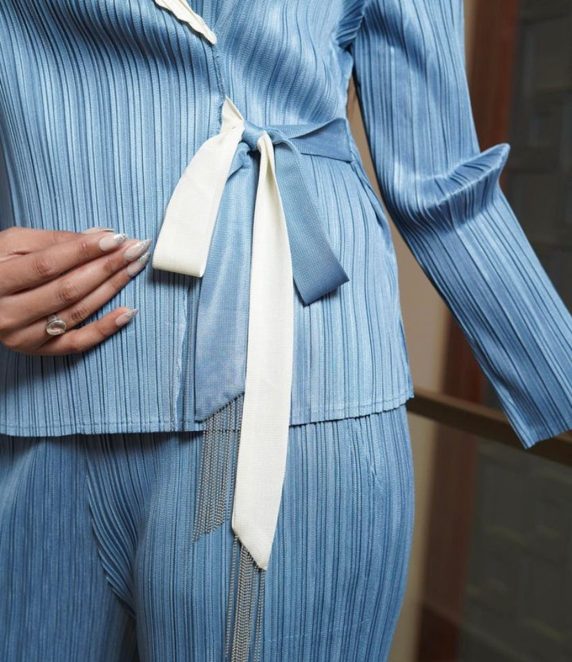 Carolina Blue Warp-tie Co-ord set