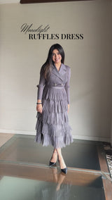 Moonlight Ruffles Grey Dress